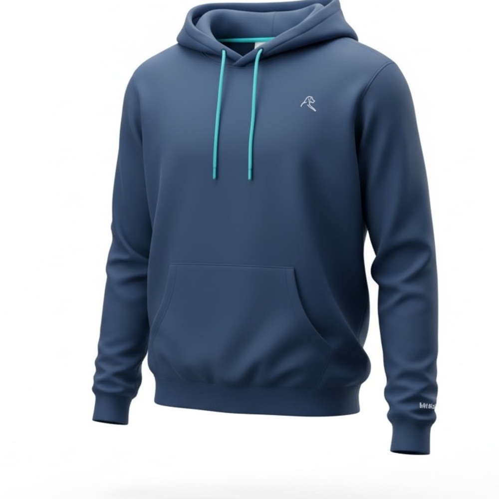 Rhoback Hesi Navy Performance Hoodie Teal Accents Medium - Picture 2 of 14